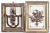 Two Victorian hairworks in shadowbox frames, 10" x