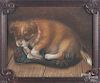 Pastel of a puppy chewing a lady's shoe, ca. 1900,