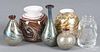 Six modern art glass vases, tallest - 5 1/4".