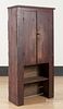 Painted pine wall cupboard with an open bottom, re
