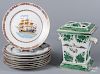 Set of nine Chinese export style porcelain plates