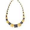 YELLOW GOLD & PATINATED SILVER LINK NECKLACE