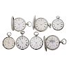 SEVEN ENGLISH SILVER 18TH & 19TH C. POCKET WATCHES