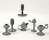 (6) MINIATURE PEWTER LAMPS