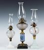 (3) ANTIQUE PRESSED GLASS LAMPS