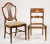 PERIOD SHERATON SIDECHAIR FRAME & 20TH C. CHIPPENDALE DINING CHAIR