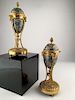 A pair of French late 19th century cloissoine and gold gild bronze urns