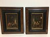 Antique pair of paintings on board.