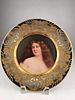 Antique Royal Vienna plate of a beauty with long flowing hair.