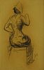 Art Deco Period Charcoal Drawing "Seated Lady on Paper" Signed Lower Right (illegible) Toning from age, Minor Foxing or in Ot