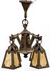 AMERICAN ARTS & CRAFTS PATINATED METAL CHANDELIER