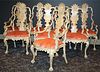 CARVED ITALIAN CHIPPENDALE STYLE OPEN ARM CHAIRS 8