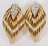 0.10CT DIAMOND AND 14KT YELLOW GOLD EARRINGS PAIR
