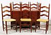 DROP LEAF CHERRY TABLE AND CHAIRS SEVEN PIECES