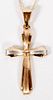 14KT WHITE AND YELLOW GOLD CROSS PENDANT NECKLACE