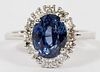 3.67CT BLUE SAPPHIRE AND DIAMOND RING