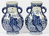 CHINESE FOO LION BLUE AND WHITE PORCELAIN URNS PAIR