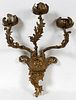 FRENCH ANTIQUE GOLD-BRONZE 3-LIGHT WALL SCONCE 1820