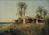 LORTET, L. Oil on Canvas. Landscape with Palm Tree