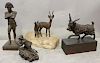 Grouping of 4 Unsigned Patinated Bronze Sculptures