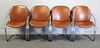 Set of 4 Italian Chrome and Leather Chairs.