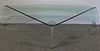 Signed Modernist Sculpted Glass Coffee Table.