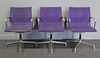 Set of 3 Purple Eames; Herman Miller Office Chairs