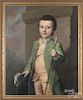Oil on canvas portrait of a boy, ca. 1800, 30'' x 24''.