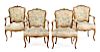 A Group of Four Louis XV Style Fauteuils Height 33 1/2 inches.