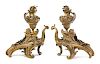 A Pair of Rococo Style Gilt Bronze Chenets Height 15 1/2 inches.
