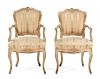 A Pair of Louis XV Style Painted Fauteuils Height 34 1/2 inches.