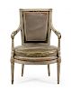 A Louis XVI Style Painted Fauteuil Height 34 3/4 inches.
