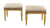 A Pair of Diminutive Louis XVI Style Painted Tabourets Height 6 3/4 x width 7 3/4 x depth 6 inches.