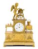 An Empire Gilt Bronze Mantel Clock Height 18 x width 12 1/2 inches.