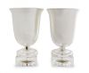 A Pair of Mercury Glass Urn Lamps Height 14 inches.