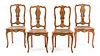 A Set of Four Venetian Painted Side Chairs Height 37 inches.