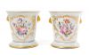 A Pair of French Porcelain Cache Pots Height 7 5/8 inches.