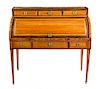 A Louis XVI Marquetry Bureau a Cylindre Height 42 x width 44 x depth 23 inches.