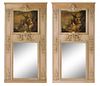 A Pair of Louis XVI Style Trumeau Mirrors Height 59 7/8 x width 33 inches.