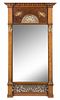 An Empire Style Gilt Metal Mounted Painted Mirror Height 42 1/2 x width 20 1/2 inches.