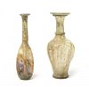 Two Roman Glass Articles Height of flask 5 3/8 inches.