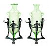 A Pair of Venetian Blown Glass Amphorae Height overall 12 1/4 inches.
