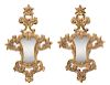 A Pair of Venetian Style Giltwood Mirrors Height 23 inches.