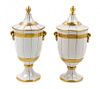 A Pair of Italian Ceramic Covered Urns Height 13 3/4 inches.