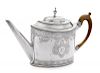 An American Silver Teapot, William Ball, Baltimore, Circa 1795, having a knopped urn form finial above the oval body with a w