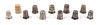 A Group of Ten Silver Thimbles Height of tallest 1 inch.