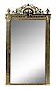 A Victorian Neoclassical Partial Ebonized and Gilt Pier Mirror Height 77 x width 41 1/2 inches.