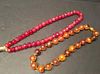 OLD Large Chinese Amber and Gemstone necklaces, 17" -21" long