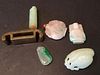 OLD Chinese Jade stamp, pendant, snuff bottles and Sword Rest. Largest 3 1/4" long