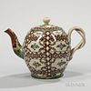 Chintz Pattern Cream-colored Earthenware Teapot and Cover